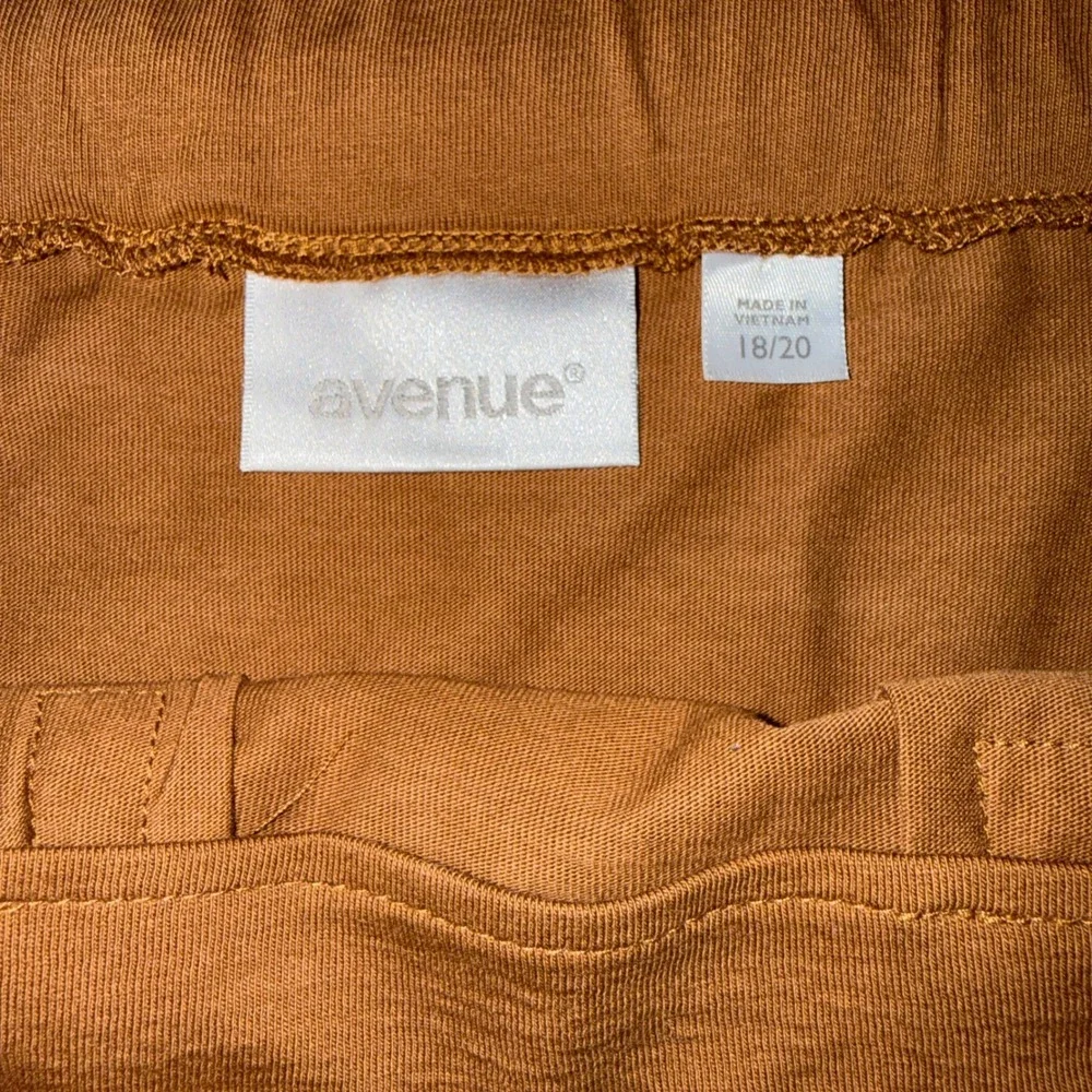 Avenue Pleated Jersey Skirt 18/20 Brown Cotton Elastic Waist‎ Casual Plus Size